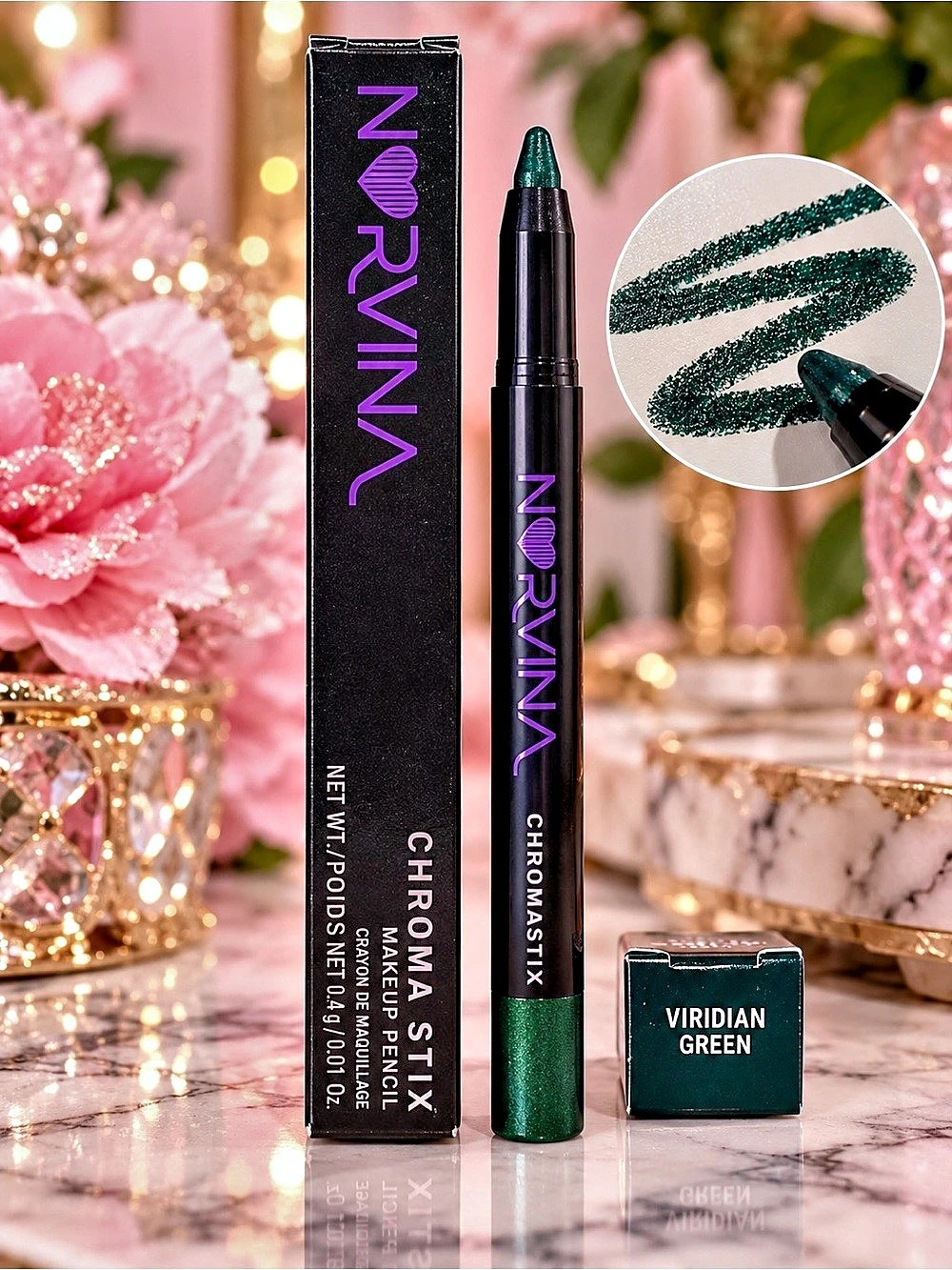 Norvina Chroma Stix Makeup Pencil Viridian Green Waterproof